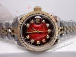 Copy Rolex Datejust Watch 2-Tone Jubilee Red Diamond Markers for Women